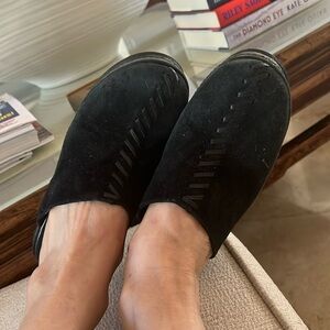 Suede platform clogs made in Italy